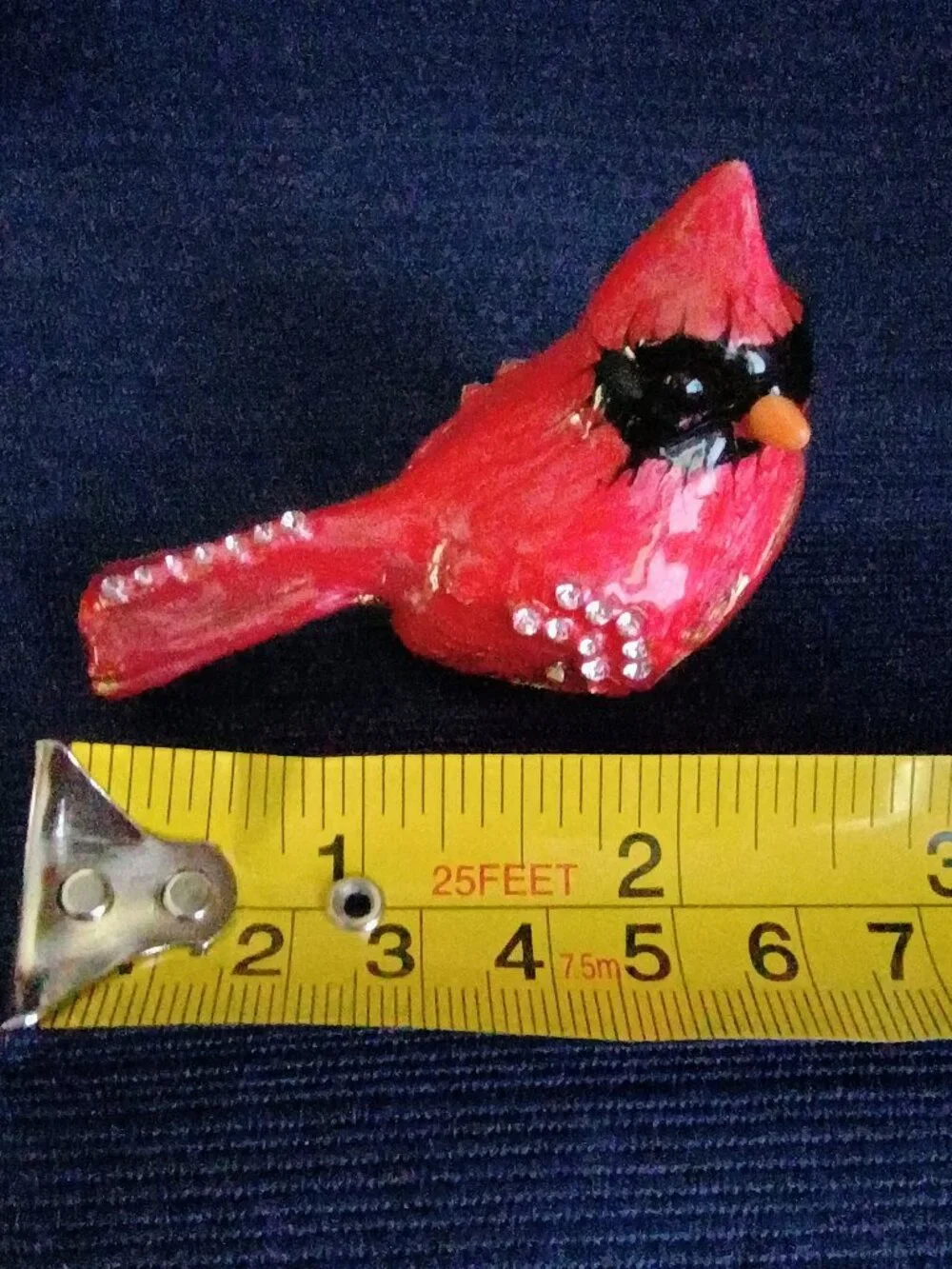 Red Cardinal Bird Jeweled Enameled Trinket Box